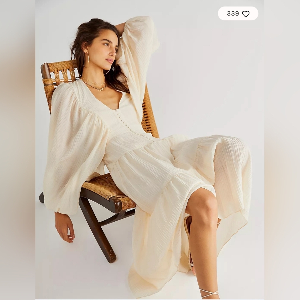 Free People Shona Joy Mila Plunging Tiered Midi Dress US Size 6 NWT